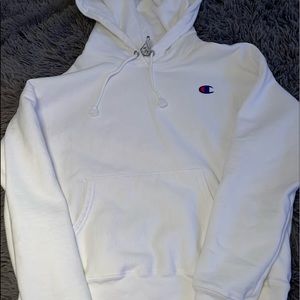 white champion reverse weave hoodie